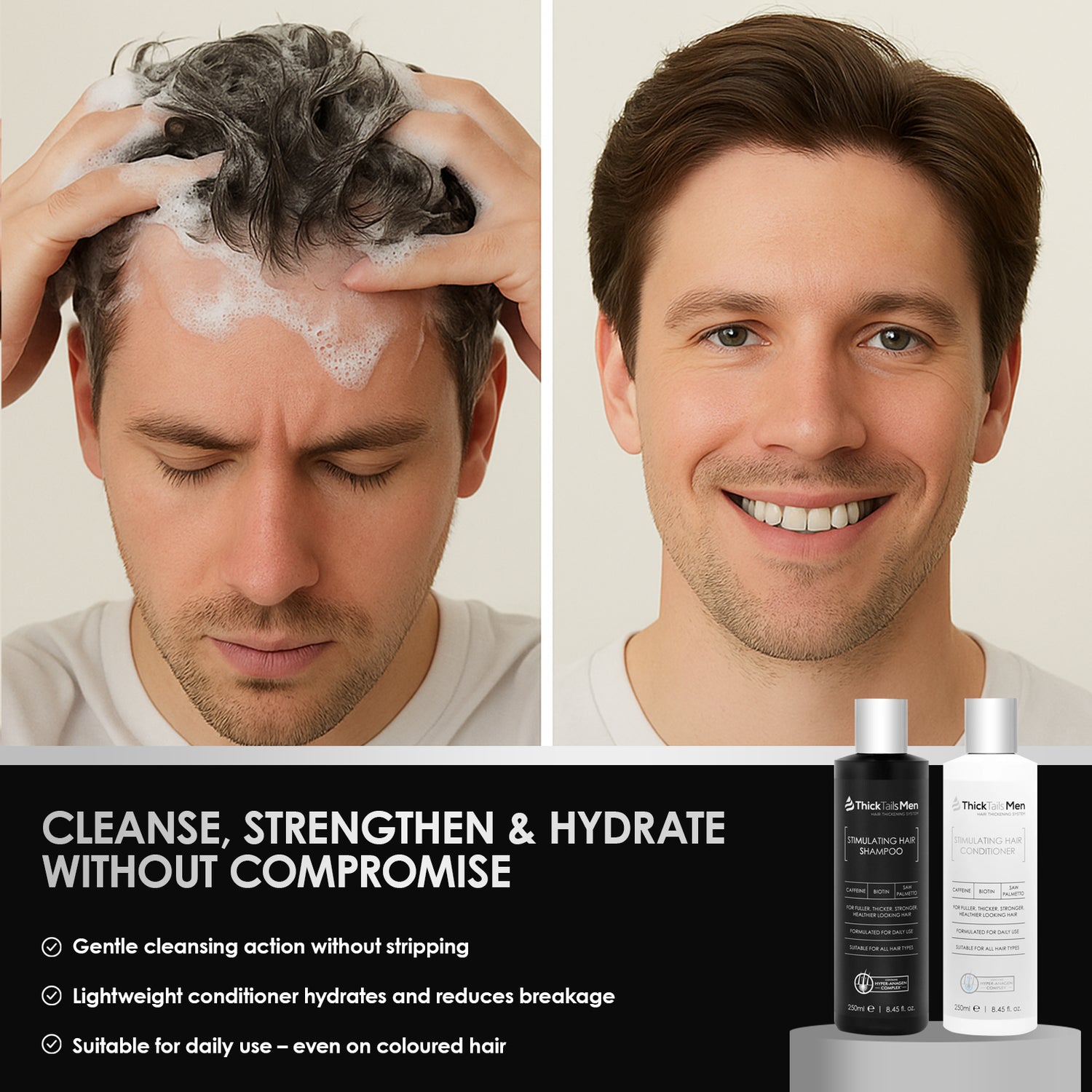 ThickTails Men’s Stimulating Hair Growth Shampoo & Conditioner | Dual Pack