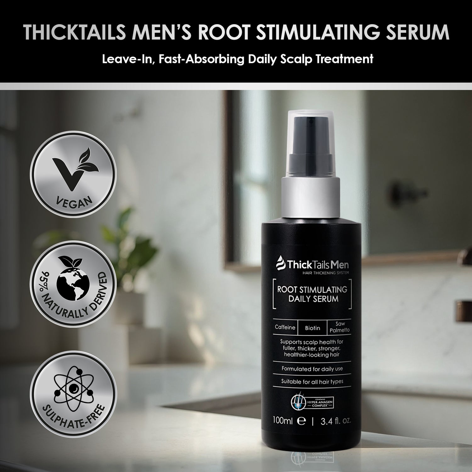 ThickTails Men’s Root Stimulating Leave-In Serum | 3 Pack (Buy 2, Get 1 Free)