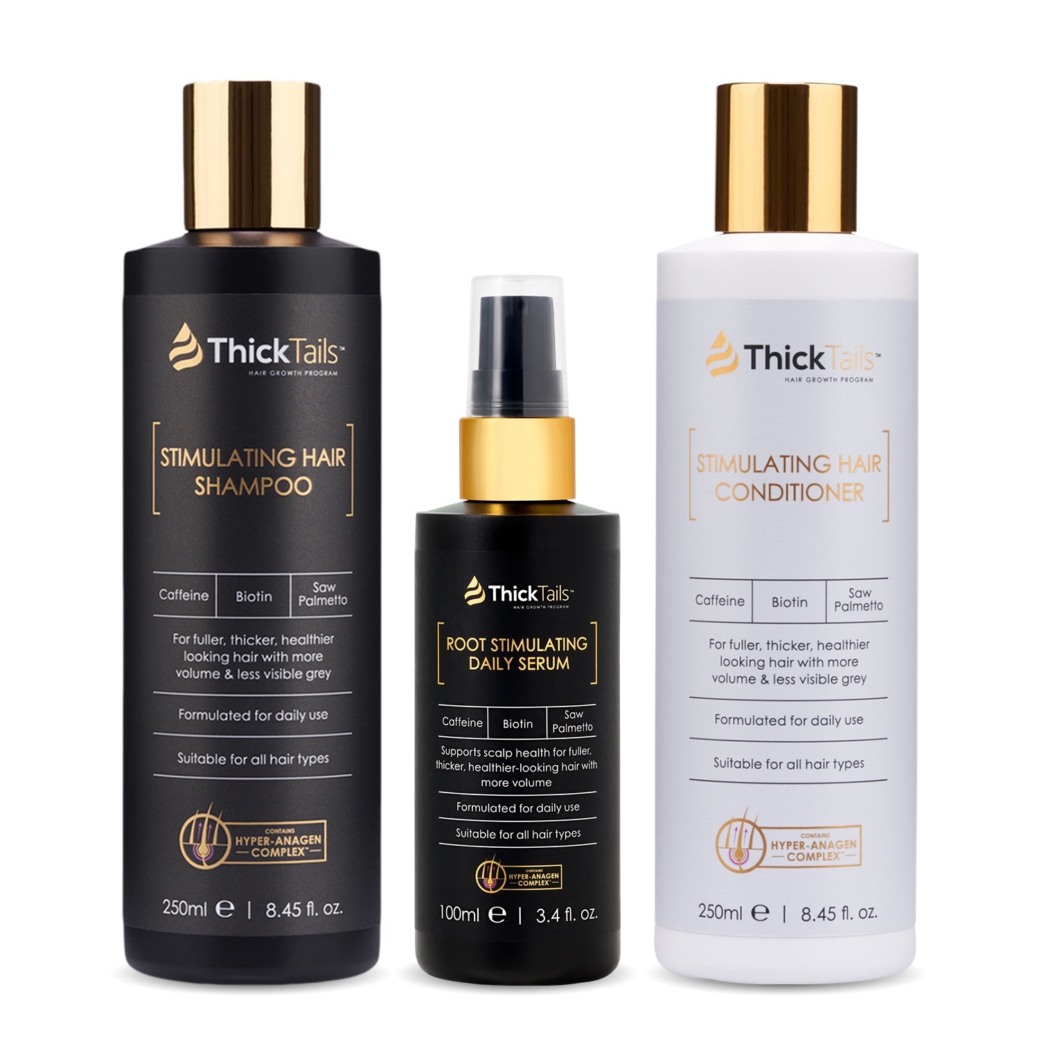 ThickTails Stimulating Hair Shampoo, Conditioner and Serum | 3-Pack