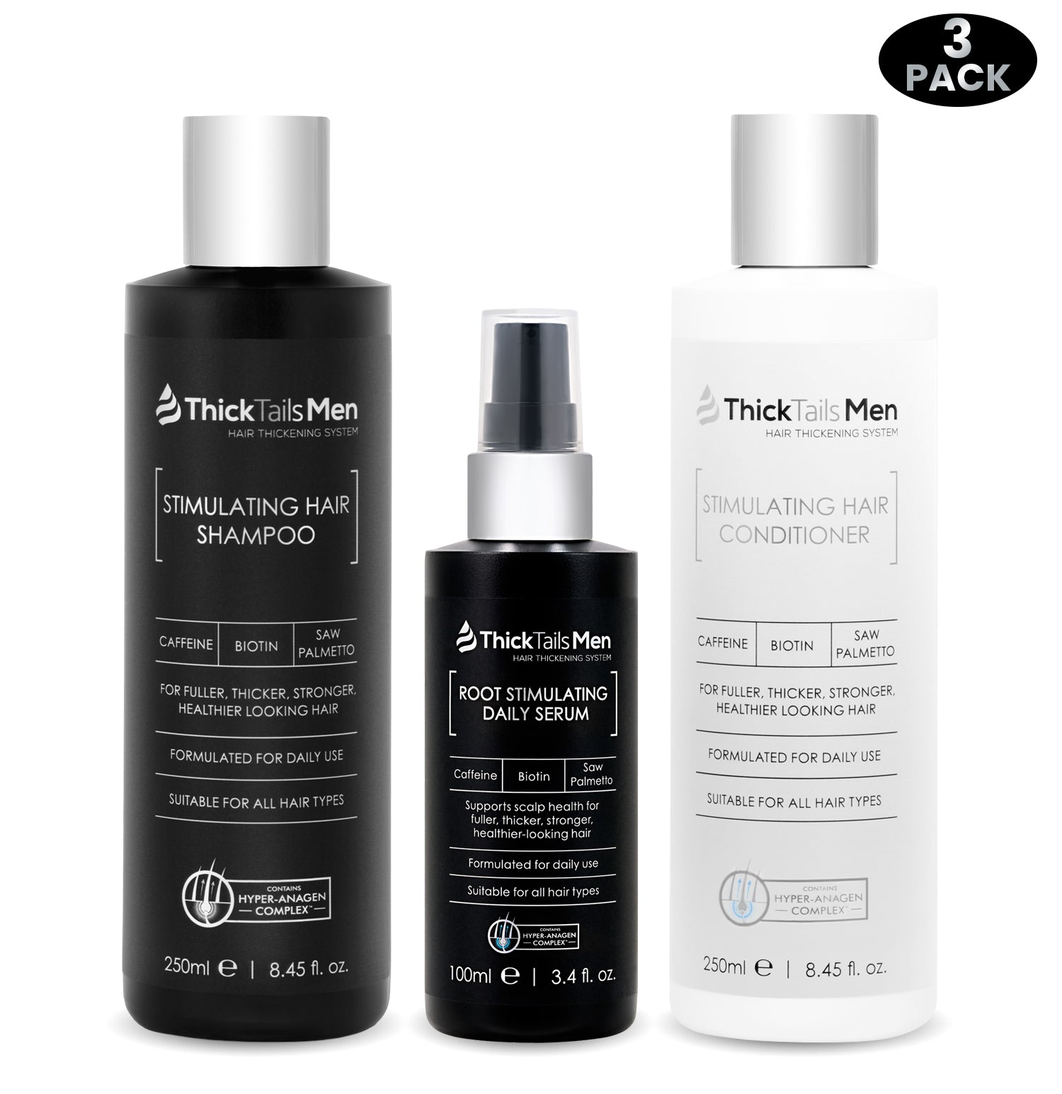 ThickTails Men’s Hair Revitalisation Bundle | 3 Pack for Hair Growth & Scalp Health