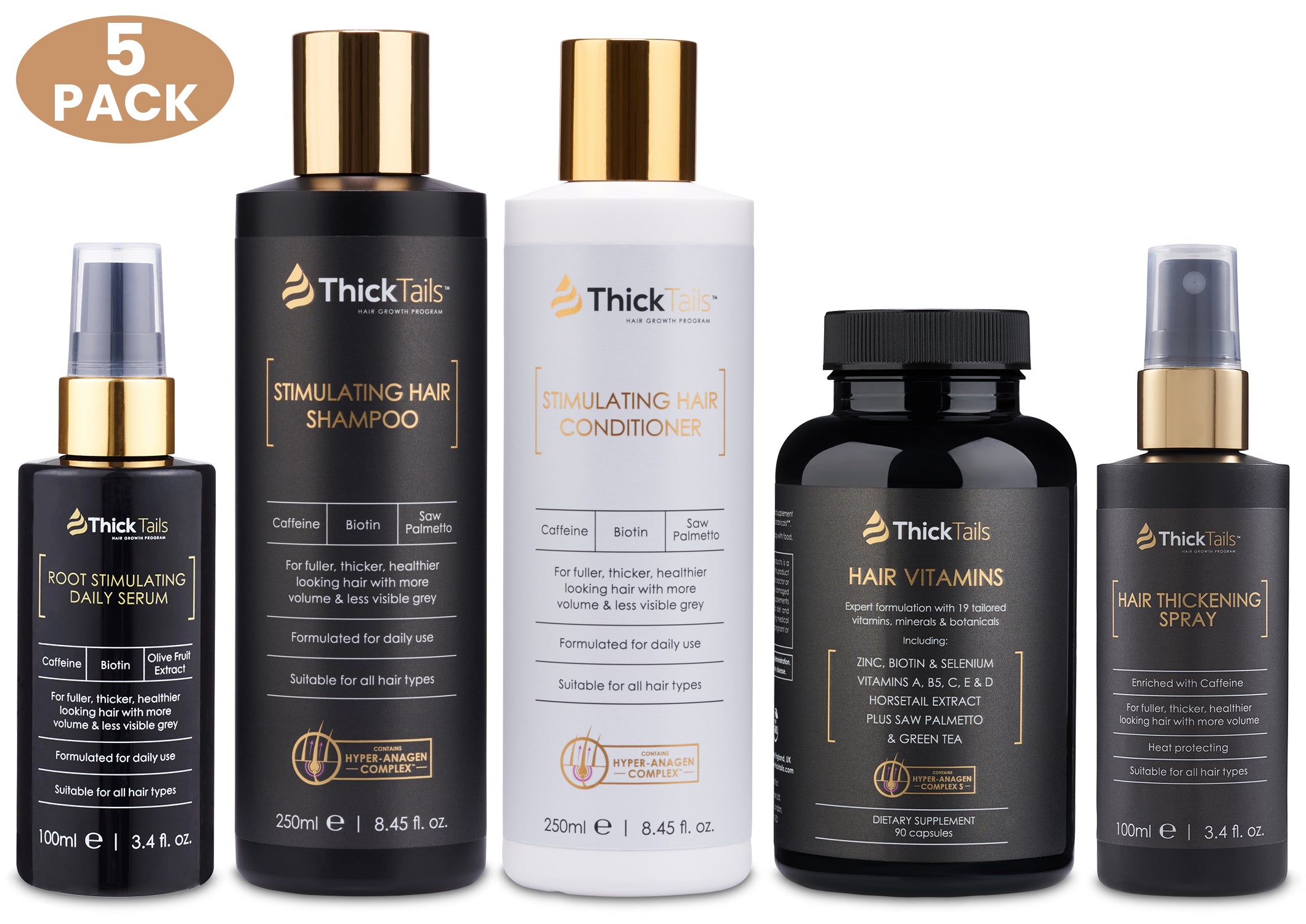 ThickTails Full Ultimate Hair Thickening System | 5-Pack | Save £30