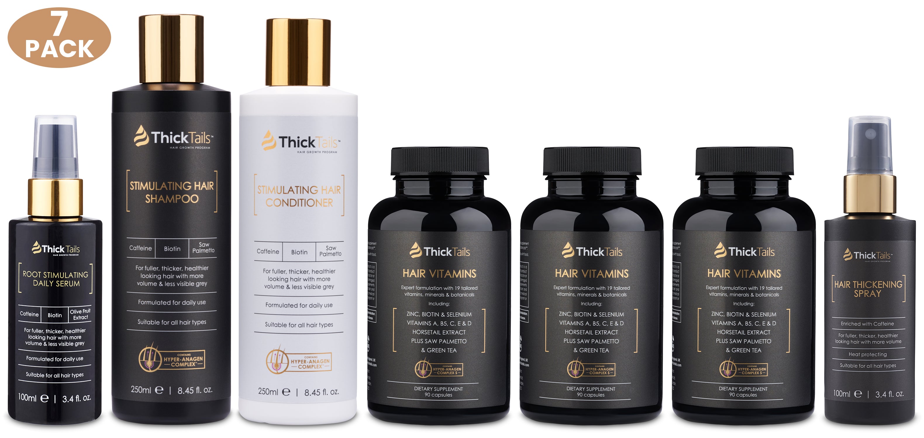 ThickTails Total 90-Day Hair Thickening System | 7-Pack | Save £60