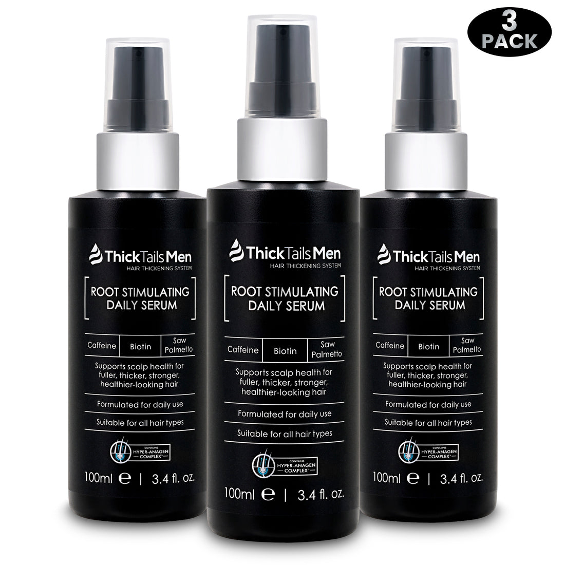 ThickTails Men’s Root Stimulating Leave-In Serum | 3 Pack (Buy 2, Get 1 Free)