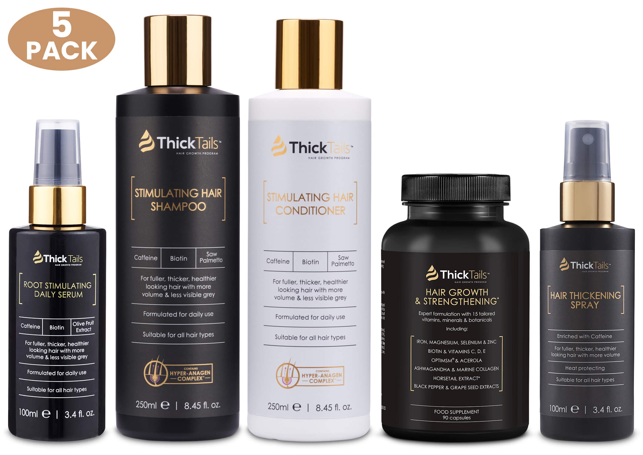 ThickTails Full Ultimate Hair Thickening System | 5-Pack | Save £30