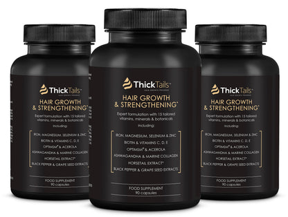 ThickTails Hair Growth &amp; Strengthening Vitamins | 3 Months Supply | Buy 2, Get 1 Free